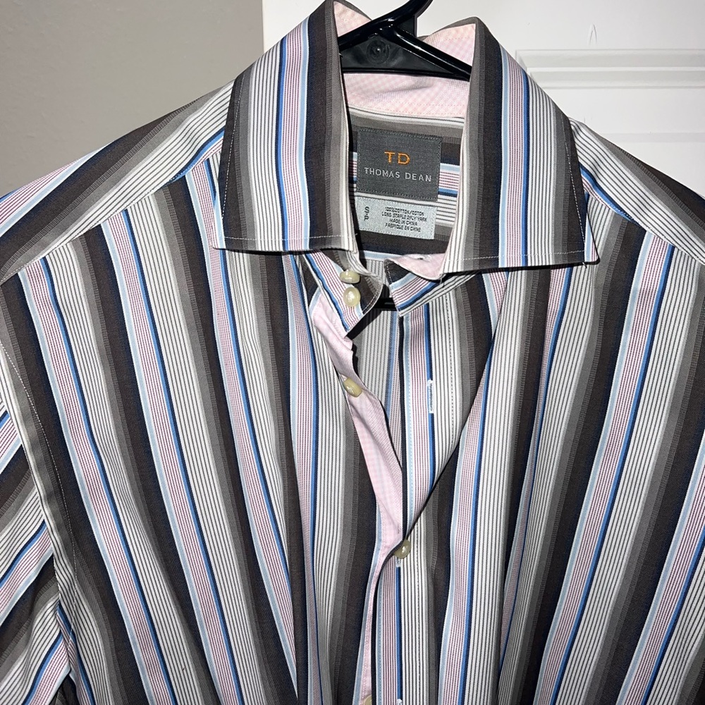 Thomas Dean Stripe Button Down Size Small - image 2